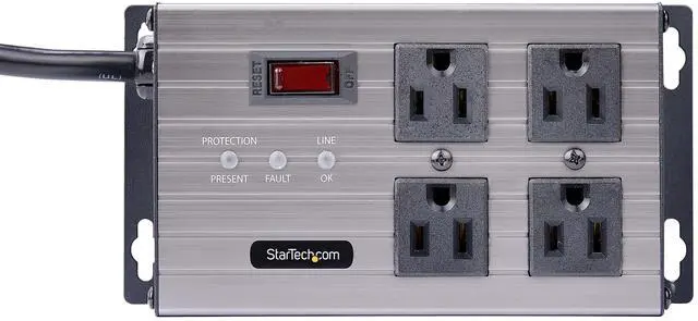 Alt view image 6 of 10 - StarTech 4-Outlet Industrial Power Strip 125V/15A 4N515S8-POWER-STRIP