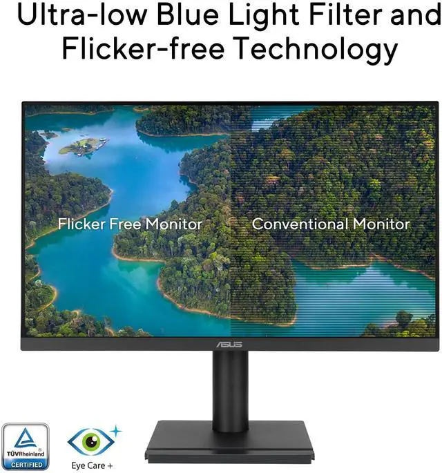 Alt view image 19 of 20 - ASUS 24” 1080P Business Monitor (VA249QGS) - IPS, Full HD, Frameless, 120Hz, Adaptive-Sync, 1ms, HDMI, DisplayPort, VGA, Eye Care, Low Blue Light, Ergonomic, VESA Wall Mountable, 3 yr Warranty
