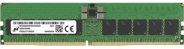 Alt view image 3 of 3 - Micron 48 GB (1 x 48GB) - Server DDR5-6400/PC5-51200 DDR5 SDRAM - 6400 MHz Dual-rank Memory - CL52 - 1.10 V - ECC - Registered - 288-pin - DIMM MTC20F208XS1RC64BC1R