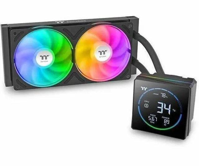 Alt view image 15 of 20 - Thermaltake TH240-S V3 ARGB CPU Liquid Cooler; Intel/AMD; 1x240mm 500~2500rpm Single Frame ARGB Fan; 240mm Radiator; 3.95" Segment Code LCD; Rotatable Pump Head; TT Segment LCD Software; Black; CL-W469-PL12SW-A