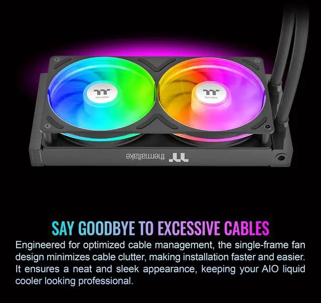 Alt view image 17 of 20 - Thermaltake TH240-S V3 ARGB CPU Liquid Cooler; Intel/AMD; 1x240mm 500~2500rpm Single Frame ARGB Fan; 240mm Radiator; 3.95" Segment Code LCD; Rotatable Pump Head; TT Segment LCD Software; Black; CL-W469-PL12SW-A