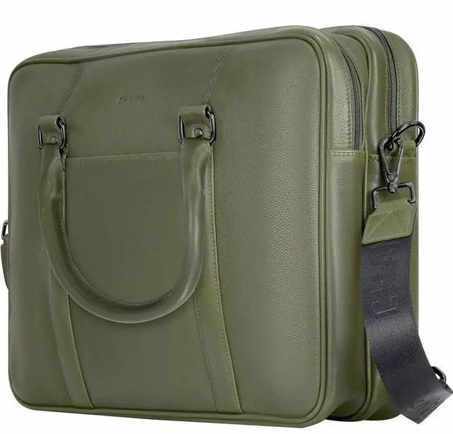 Alt view image 7 of 7 - Champs Onyx Carrying Case (Briefcase) for 11" to 15.6" Notebook - Khaki - RFID Resistant - Top Grain Cowhide Leather Body - Shoulder Strap, Handle, Trolley Strap - 3.17 gal Capacity - OB-412-KHAKI