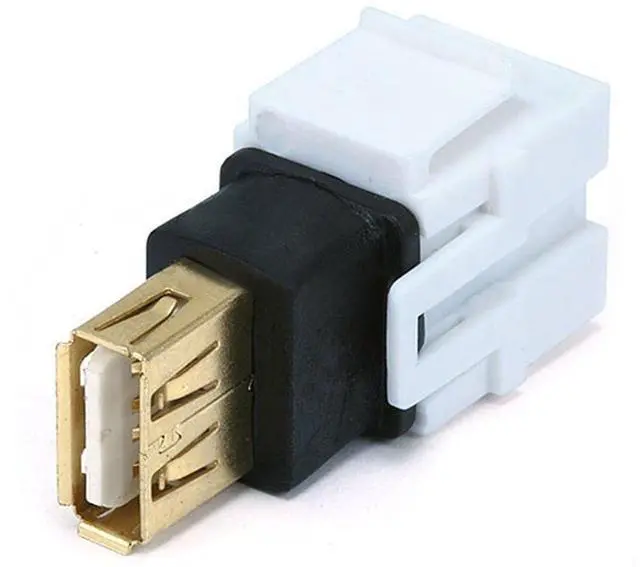 Alt view image 3 of 5 - Monoprice Keystone Jack - USB 2.0 A Female to A Female Coupler Adapter, Flush Type (White)
