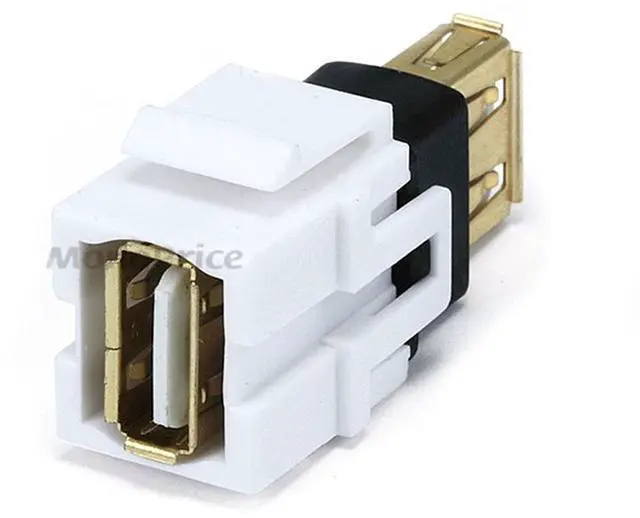 Alt view image 5 of 5 - Monoprice Keystone Jack - USB 2.0 A Female to A Female Coupler Adapter, Flush Type (White)