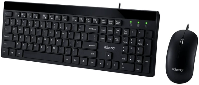 Alt view image 19 of 20 - Adesso AKB-140CB Wired USB Keyboard and Mouse Combo with Copilot AI Hotkey Low Profile Membrane Keys Quiet Switch 104 Key Full Size Optical Mouse for Windows MacOS Office Home Computer