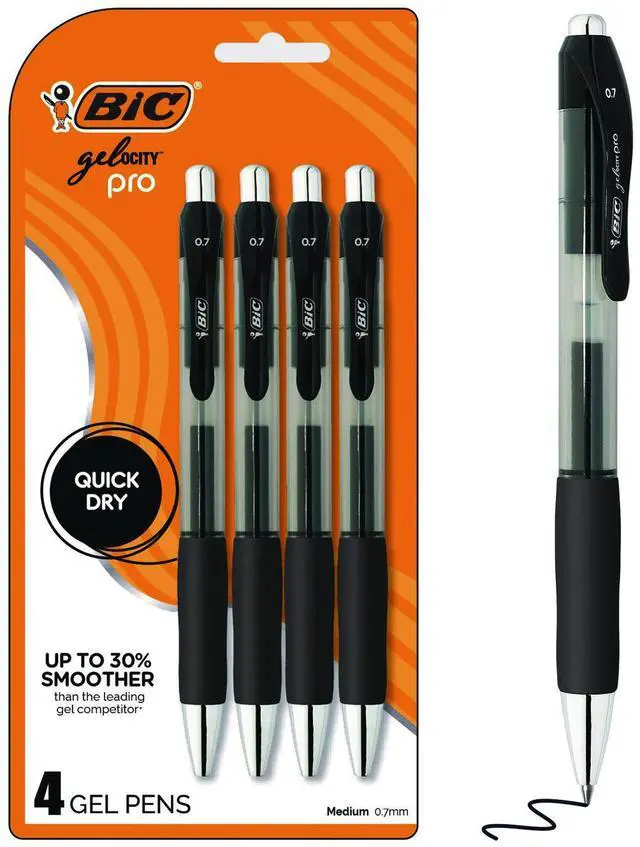 Main image of Gel-ocity Pro Gel Pen Retractable Medium 0.7 mm Black Ink Translucent Black/Black Barrel 4/Pack RPGLP4BLK