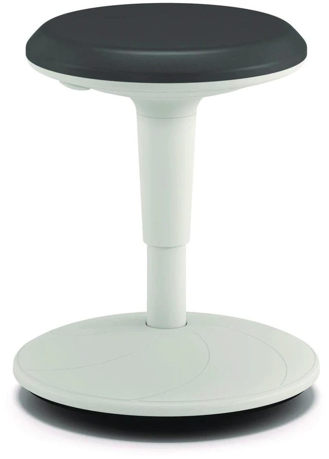 Main image of Revel Adjustable Height Fidget Stool Backless Supports Up to 250 lb 13.75" to 18.5" Seat Height Charcoal Seat White Base HEFS01S