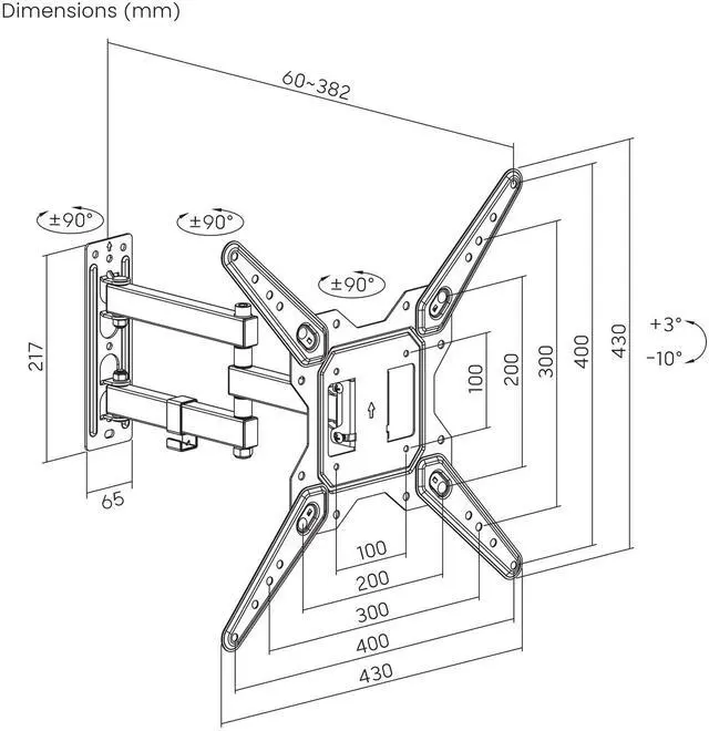Alt view image 20 of 20 - Manhattan Full Motion TV Wall Mount - Articulating Arm for 23-55 TVs, Space-Saving Design, +90° Swivel & Cable Management, Durable Steel - 462624