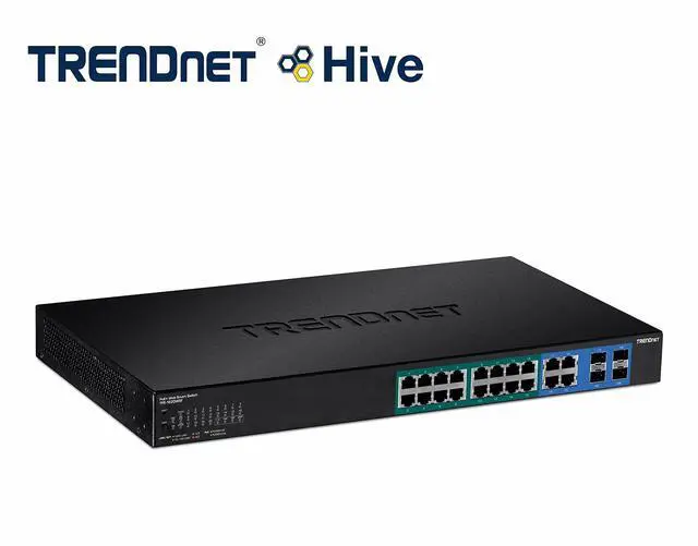 Alt view image 3 of 7 - TRENDnet 20-Port Gigabit Web Smart 370W PoE+ Switch; TPE-1620WSF; 16 Gigabit PoE+ Ports; 4 Shared Gigabit PortsRJ-45 or SFP; 370W PoE Budget;Managed PoE+ Ethernet Network Switch; Lifetime Protection
