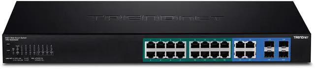 Alt view image 6 of 7 - TRENDnet 20-Port Gigabit Web Smart 370W PoE+ Switch; TPE-1620WSF; 16 Gigabit PoE+ Ports; 4 Shared Gigabit PortsRJ-45 or SFP; 370W PoE Budget;Managed PoE+ Ethernet Network Switch; Lifetime Protection