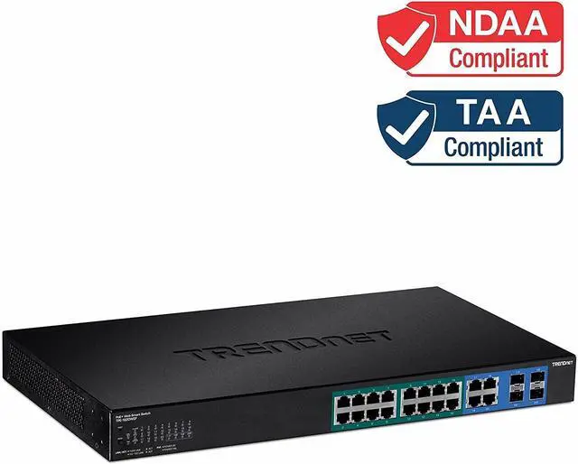Alt view image 4 of 7 - TRENDnet 20-Port Gigabit Web Smart 370W PoE+ Switch; TPE-1620WSF; 16 Gigabit PoE+ Ports; 4 Shared Gigabit PortsRJ-45 or SFP; 370W PoE Budget;Managed PoE+ Ethernet Network Switch; Lifetime Protection