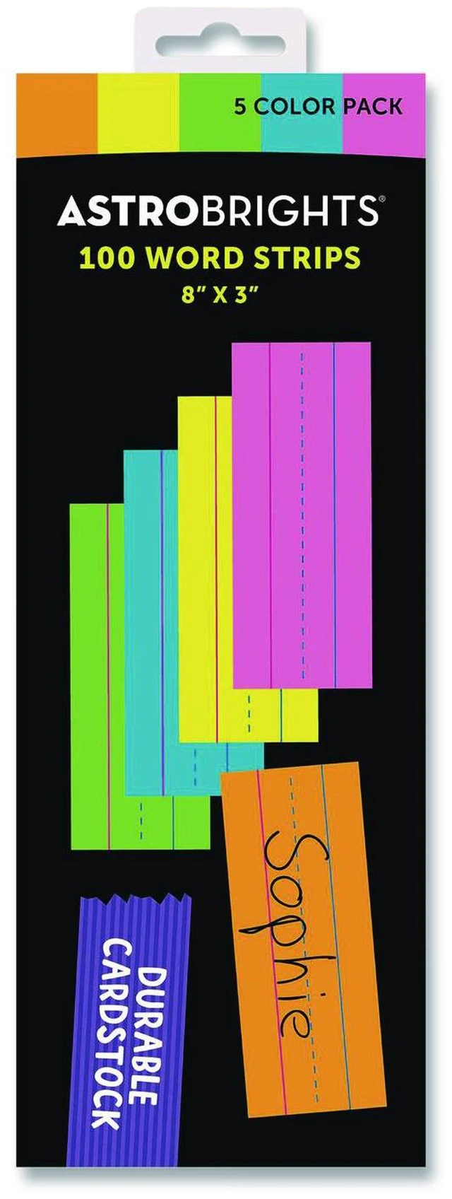Main image of Five-Color Ruled Word Strips 8" x 3" Assorted Colors 100/Pack 9104001
