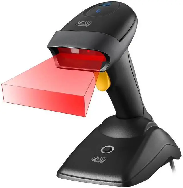 Alt view image 10 of 11 - Adesso NuScan 2500 2D Barcode Scanner Wireless Bluetooth & 2.4GHz Handheld Bar Code Reader with Charging Cradle for POS Inventory Management