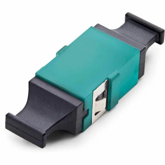 Main image of StarTech MPO/MTP Coupler Multimode OM3/OM4 MPO Fiber Coupler Key Up-Key Down Fiber Optic MPO/MTP Coupler for Patch Panels Aqua