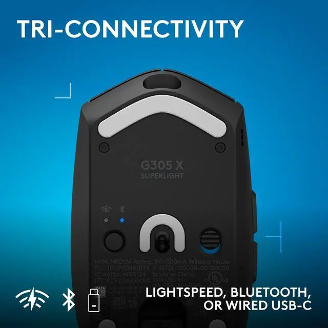 Alt view image 5 of 7 - Logitech G305 X SUPERLIGHT Wireless Gaming Mouse Lightweight 59 g Rechargeable PC Gaming Mouse HERO 44K Sensor Bluetooth Black 910007737