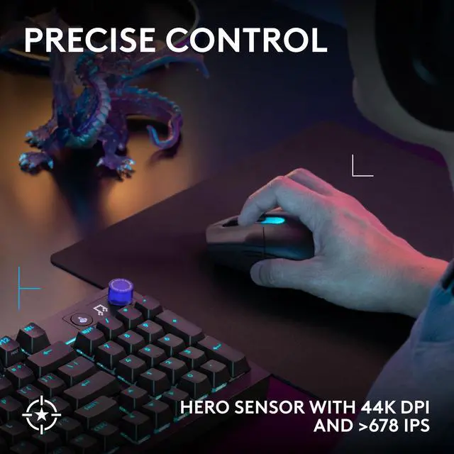 Alt view image 4 of 7 - Logitech G305 X SUPERLIGHT Wireless Gaming Mouse Lightweight 59 g Rechargeable PC Gaming Mouse HERO 44K Sensor Bluetooth Black 910007737
