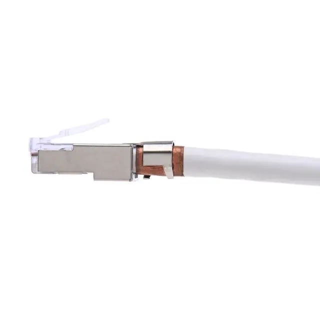 Alt view image 8 of 12 - Platinum Tools EZ-RJ45 Shielded Cat5e/6 Connector, External Ground (50 Pack) (202022J)