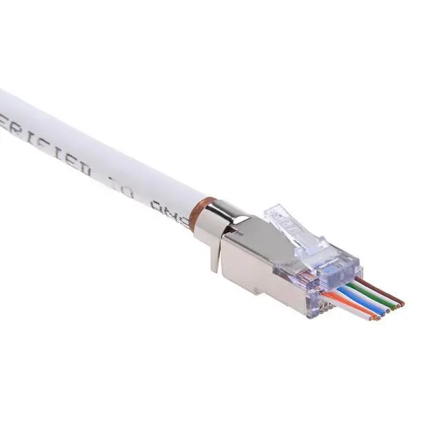 Alt view image 12 of 12 - Platinum Tools EZ-RJ45 Shielded Cat5e/6 Connector, External Ground (50 Pack) (202022J)