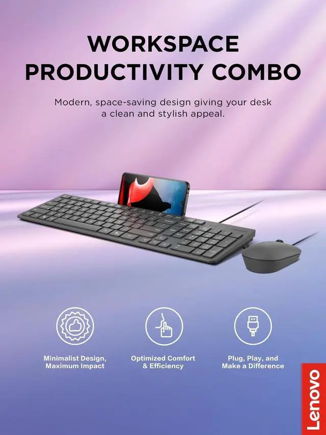 Alt view image 2 of 5 - Lenovo 310 USB-A Wired Combo US English GX31R09775