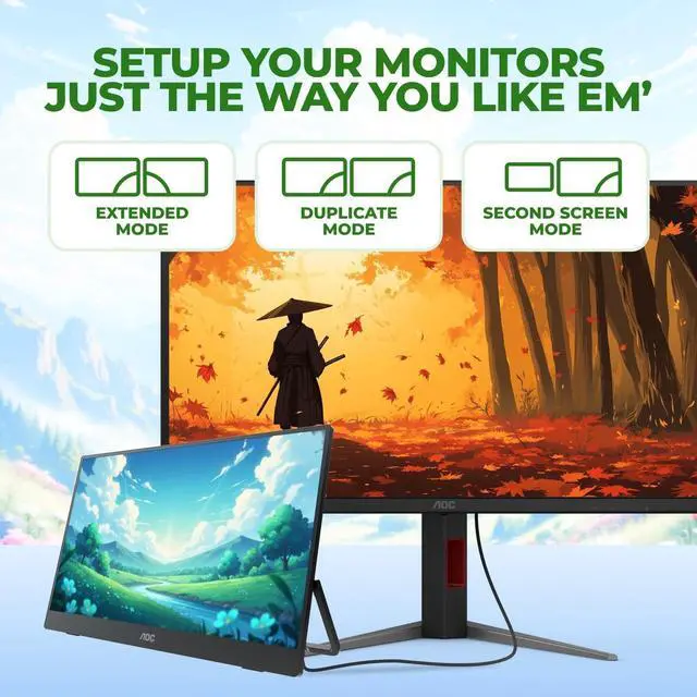 Alt view image 10 of 12 - AOC 16T30 16" Class Full HD LED Monitor - 16:9 - 15.6" Viewable - In-plane Switching (IPS) Technology - WLED Backlight - 1920 x 1080 - 16.2 Million Colors - 250 Nit - 25 ms - Speakers - Tilt