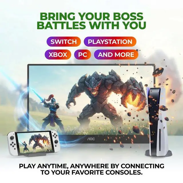 Alt view image 11 of 12 - AOC 16T30 16" Class Full HD LED Monitor - 16:9 - 15.6" Viewable - In-plane Switching (IPS) Technology - WLED Backlight - 1920 x 1080 - 16.2 Million Colors - 250 Nit - 25 ms - Speakers - Tilt