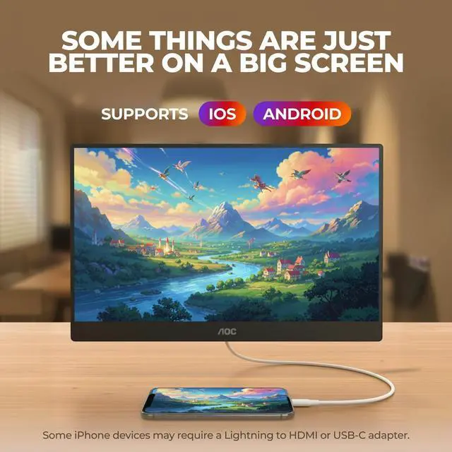 Alt view image 12 of 12 - AOC 16T30 16" Class Full HD LED Monitor - 16:9 - 15.6" Viewable - In-plane Switching (IPS) Technology - WLED Backlight - 1920 x 1080 - 16.2 Million Colors - 250 Nit - 25 ms - Speakers - Tilt