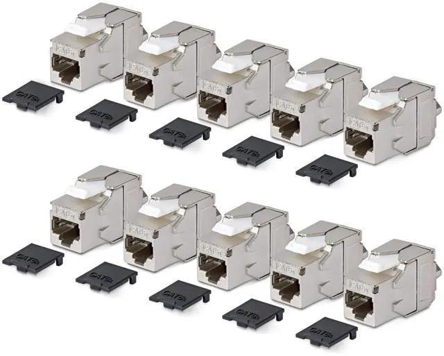 Alt view image 6 of 6 - 10-PACK OF SHIELDED CAT6A RJ45 STP KEYSTONE JACKS IS IDEAL FOR PATCH PANELS AND