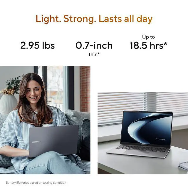 Alt view image 11 of 12 - ASUS ExpertBook PM3 14 Business Laptop, AMD Ryzen AI7 350 Processor, 32GB RAM, 1TB SSD, WiFi 7, Windows 11 Pro, Misty Grey, PM3406CKA-XS76