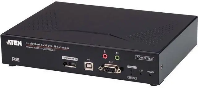 Main image of ATEN 4K DisplayPort Single Display KVM over IP Transmitter with PoE - KE9952T