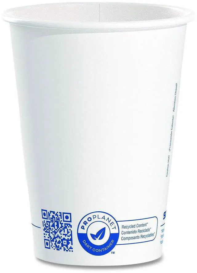 Main image of Recycled Content PCF Paper Hot Cups ProPlanet Seal 12 oz White 50/Pack 412RCNPLANET
