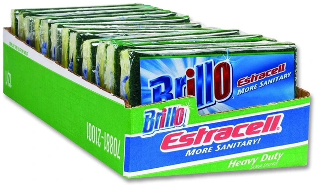 Main image of Estracell Heavy Duty Scrub Sponge 4.9 x 2.9 0.8" Thick Yellow/Green 12/Carton 21001