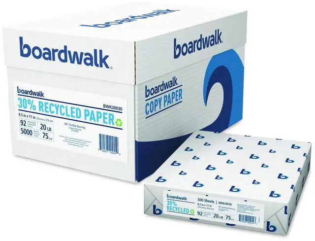 Main image of 30% Recycled Copy Paper 92 Bright 20 lb Bond Weight 8.5 x 11 White 500 Sheets/Ream 10 Reams/Carton 20030