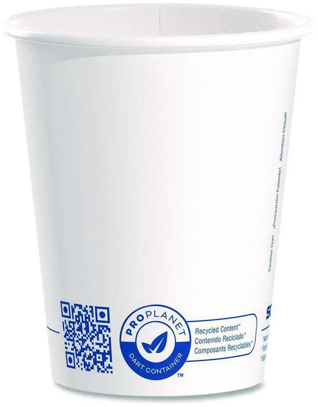 Main image of Recycled Content PCF Paper Hot Cups ProPlanet Seal 10 oz White 50/Pack 370RCPLANET