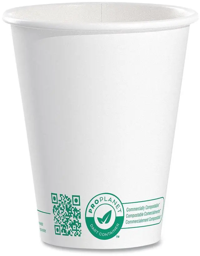 Main image of Dart 8oz ProPlanet SSPLA Paper Hot Cup White 50Ct 378PLAPLANET