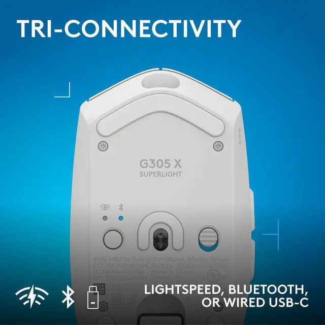 Alt view image 5 of 7 - Logitech G305 X SUPERLIGHT Wireless Gaming Mouse Lightweight 59 g Rechargeable PC Gaming Mouse HERO 44K Sensor Bluetooth White 910007745