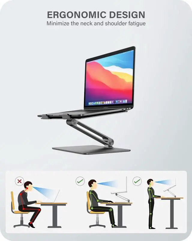 Alt view image 2 of 7 - ALOGIC Elite Adjustable Laptop Stand, Ergonomic Riser Aluminium Design, Portable and Sturdy
