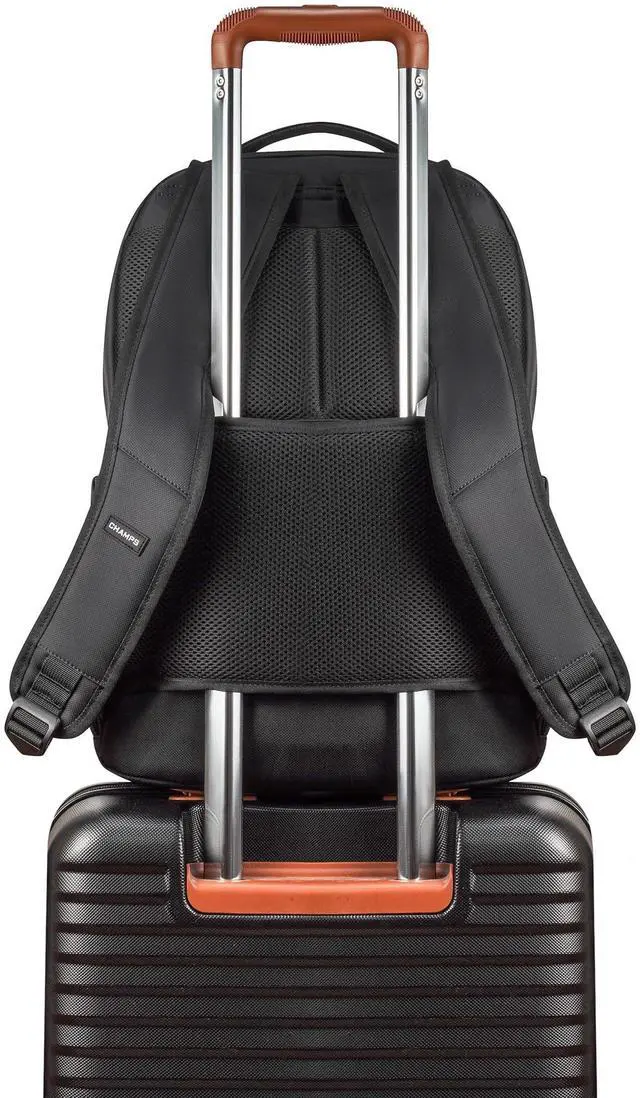Alt view image 5 of 7 - Champs Onyx Carrying Case Backpack for 11" to 15.6" Notebook Black TB1006BLACK