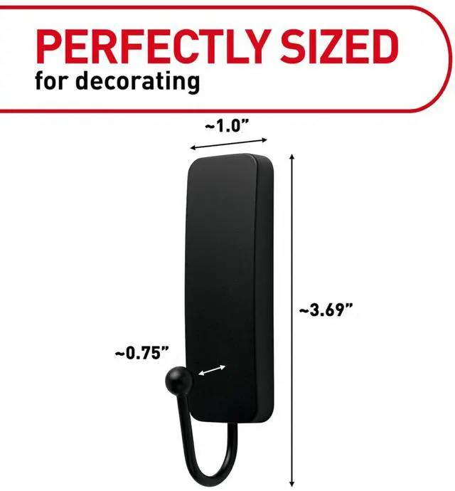 Alt view image 2 of 7 - Command Medium Matte Black Wall Hooks 17034MB-2ES, 2 Pack