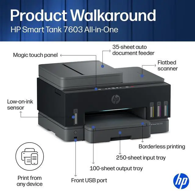 Alt view image 3 of 7 - HP Smart Tank 7603 Wireless AiO Ink Tank Printer D34F7A