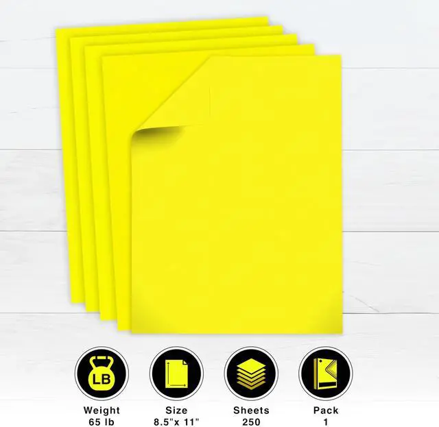 Alt view image 2 of 7 - Color Cardstock 65 lb Cover Weight 8.5 x 11 Lemon Yellow 250/Ream 00113
