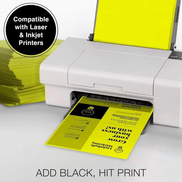 Alt view image 4 of 7 - Color Cardstock 65 lb Cover Weight 8.5 x 11 Lemon Yellow 250/Ream 00113