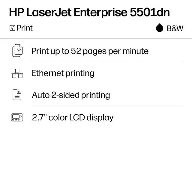 Alt view image 6 of 7 - HP LaserJet Enterprise 5501dn Wired Laser Printer Monochrome A29Z3ABGJ