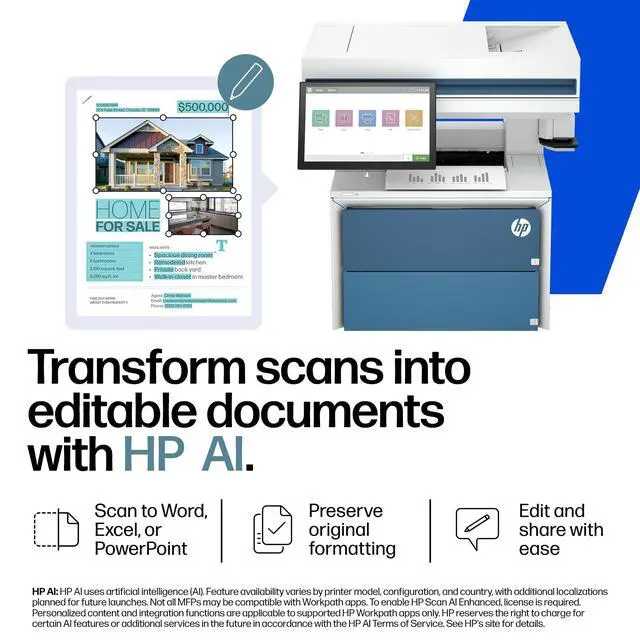 Alt view image 3 of 7 - HP LaserJet Enterprise 5602zfw Wired Laser Multifunction Printer Monochrome 675S5ABGJ