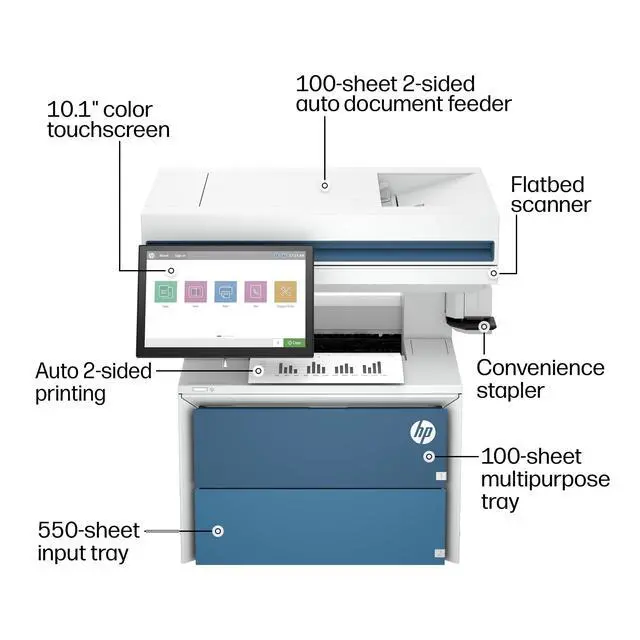 Alt view image 4 of 7 - HP LaserJet Enterprise 5602zfw Wired Laser Multifunction Printer Monochrome 675S5ABGJ