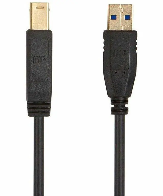 Alt view image 7 of 13 - Monoprice USB 3.0 Type-A to Type-B Cable - 6 Feet - Black, Compatible With Monitor, Scanner, Hard Disk Drive, USB Hub, Printers - Select Series
