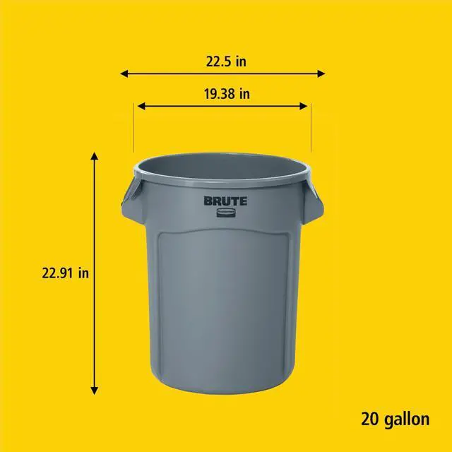 Alt view image 13 of 13 - RUBBERMAID FG262000DGRN Brute 20 gal. Green Polyethylene Round Utility Container