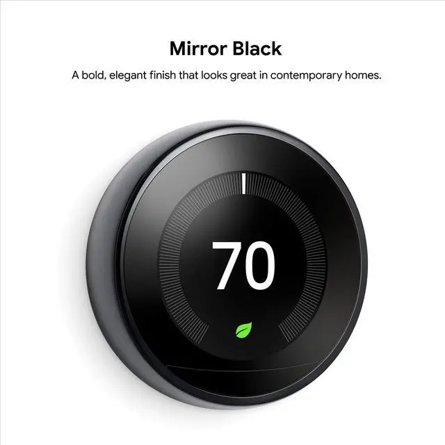 Alt view image 8 of 13 - Google Nest 3rd Gen Learning Smart Wi-Fi App Control Thermostat - Mirror Black