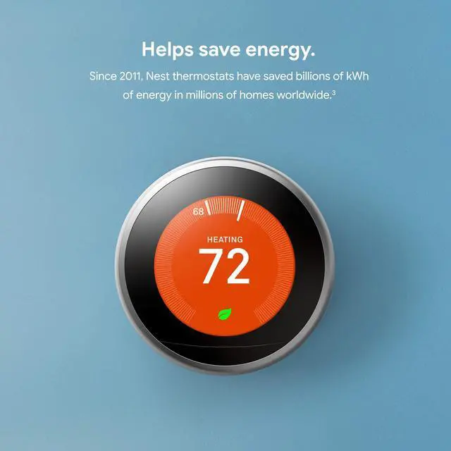 Alt view image 9 of 13 - Google Nest 3rd Gen Learning Smart Wi-Fi App Control Thermostat - Mirror Black