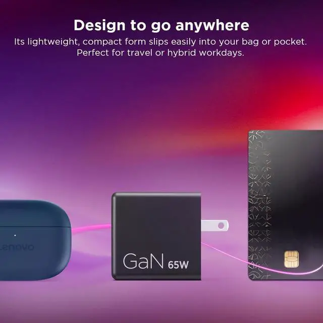 Alt view image 2 of 7 - Lenovo Dual USB-C 65W GaN Charger G0A6065BUS