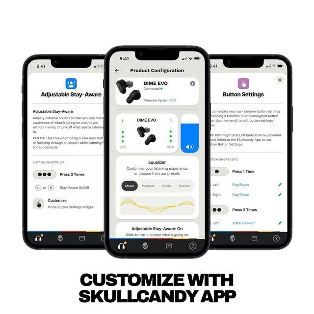 Alt view image 10 of 13 - Skullcandy True Wireless Earbuds Dime Evo - Stereo - True Wireless - Bluetooth - 16 Ohm - 20 Hz to 20 kHz - Earbud - Binaural - In-ear - True Black